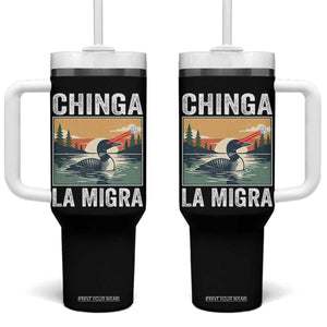 Chinga La Migra Tumbler With Handle Minnesota Loon Laser Ice Cube Political Protest TS11 One Size: 40 oz Black Print Your Wear