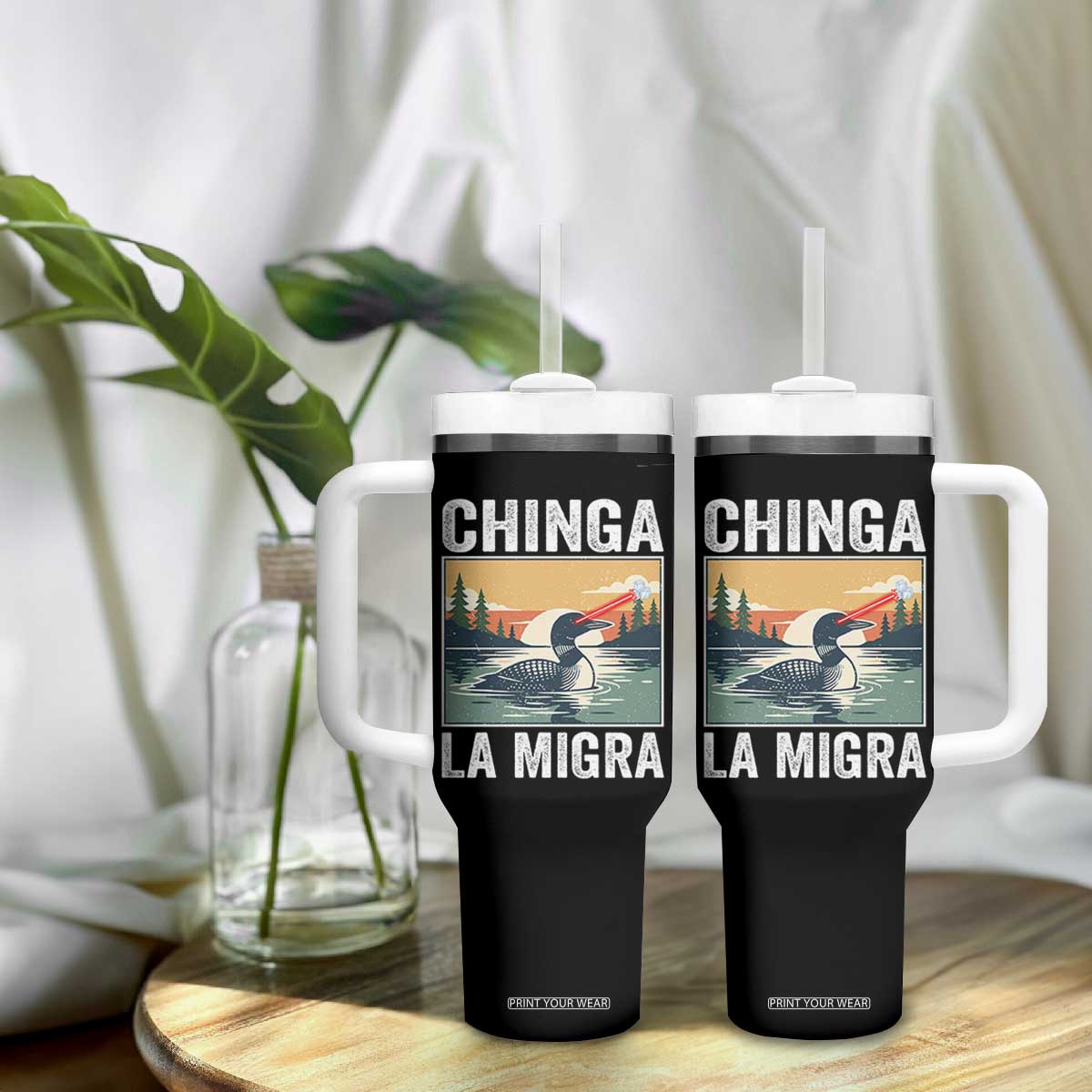 Chinga La Migra Tumbler With Handle Minnesota Loon Laser Ice Cube Political Protest TS11 Print Your Wear