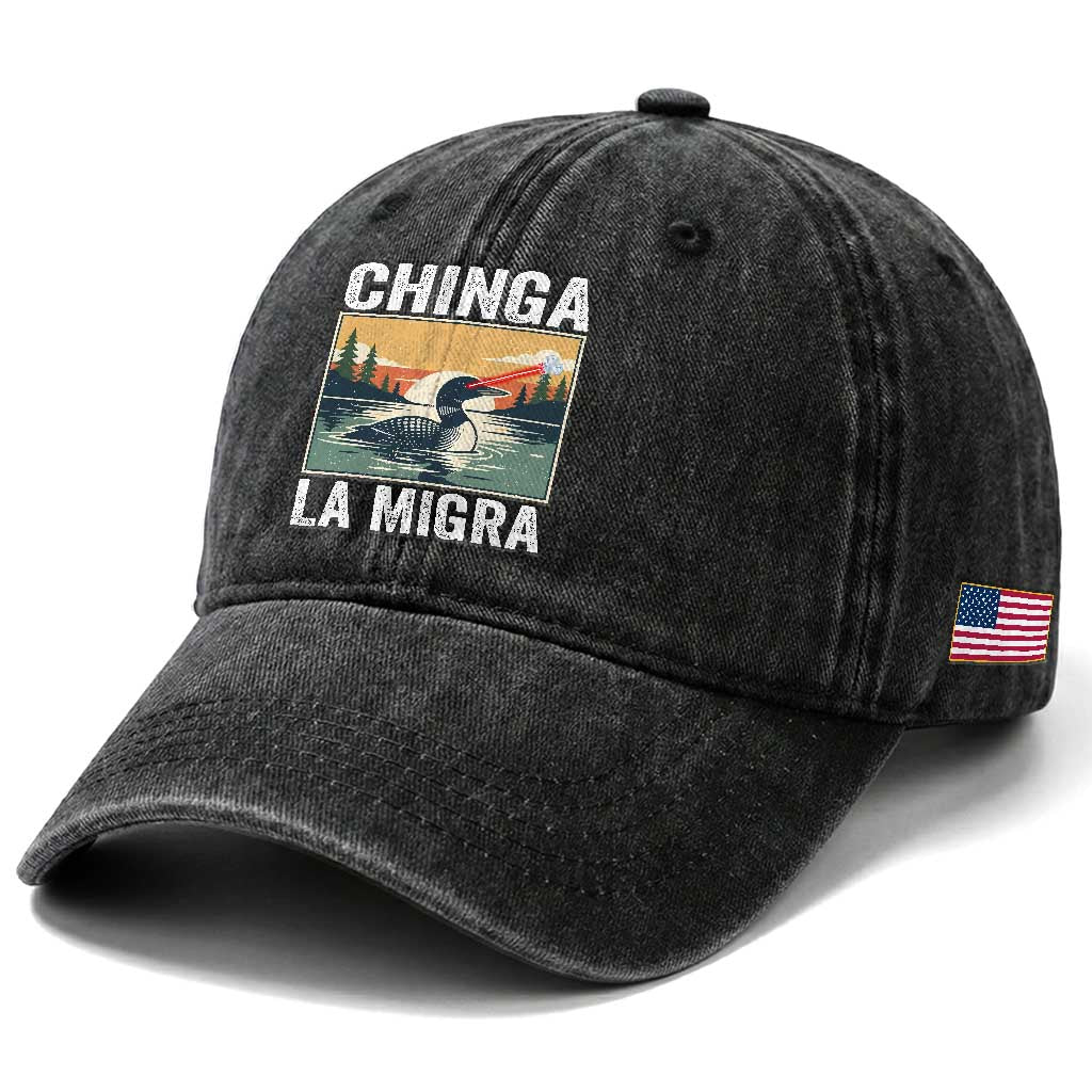 Chinga La Migra Washed Cotton Baseball Cap Minnesota Loon Laser Ice Cube Political Protest TS11 Print Your Wear