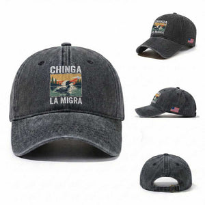 Chinga La Migra Washed Cotton Baseball Cap Minnesota Loon Laser Ice Cube Political Protest TS11 Washed Cap Universal Fit Dark Gray Print Your Wear