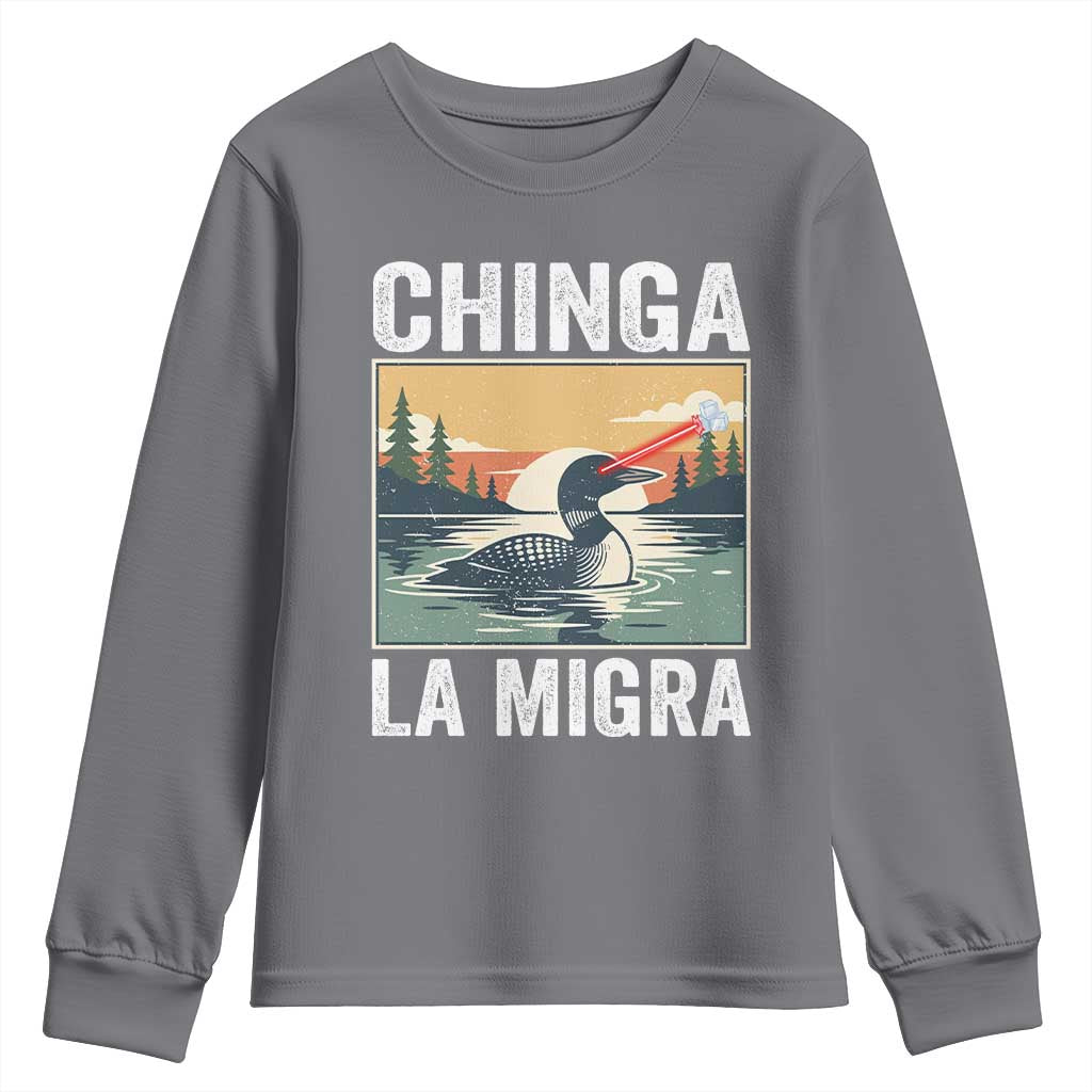 Chinga La Migra Youth Sweatshirt Minnesota Loon Laser Ice Cube Political Protest TS11 Charcoal Print Your Wear