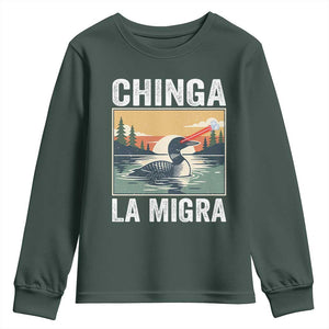 Chinga La Migra Youth Sweatshirt Minnesota Loon Laser Ice Cube Political Protest TS11 Dark Forest Green Print Your Wear