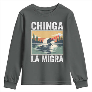 Chinga La Migra Youth Sweatshirt Minnesota Loon Laser Ice Cube Political Protest TS11 Dark Heather Print Your Wear