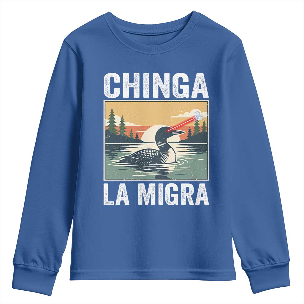 Chinga La Migra Youth Sweatshirt Minnesota Loon Laser Ice Cube Political Protest TS11 Royal Blue Print Your Wear