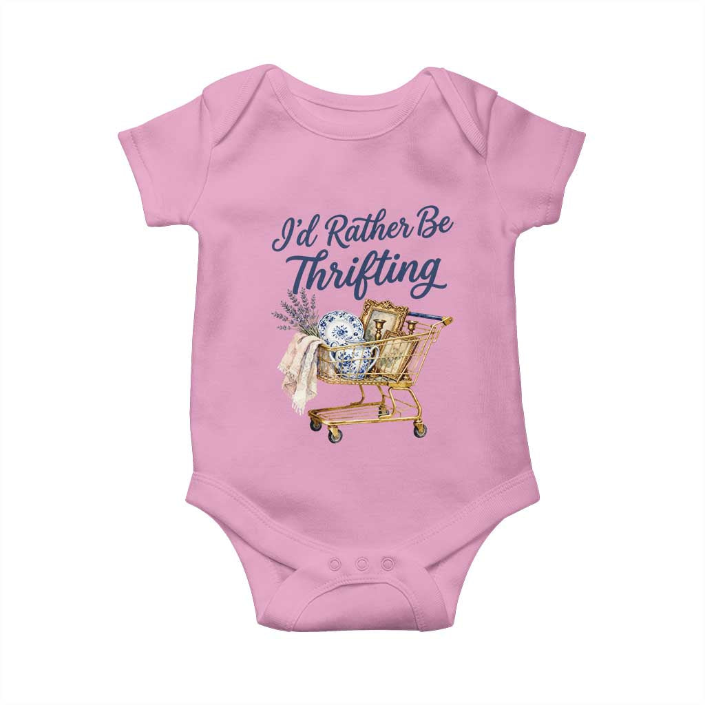 I Would Rather Be Thrifting Baby Onesie Funny Shopping Quote Thrift Lover TS11 Light Pink Print Your Wear