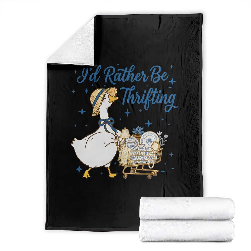 Silly Goose I Would Rather Be Thrifting Throw Blanket Funny Shopping Goose TS11 Black Print Your Wear