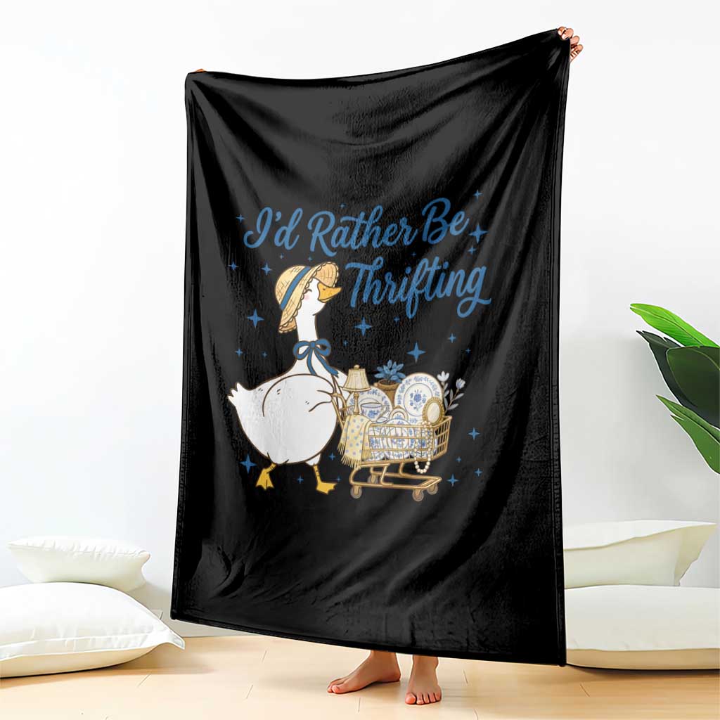 Silly Goose I Would Rather Be Thrifting Throw Blanket Funny Shopping Goose TS11 Print Your Wear