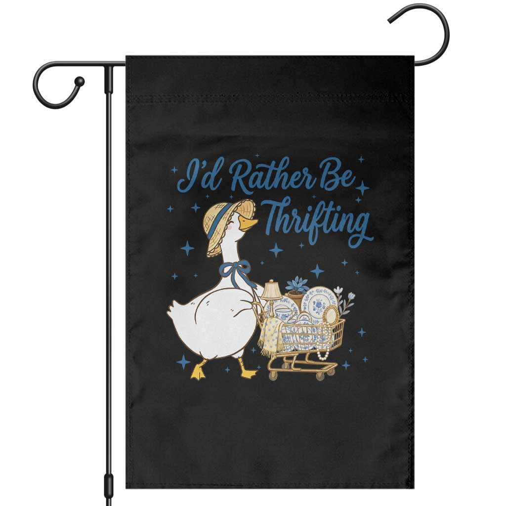 Silly Goose I Would Rather Be Thrifting Garden Flag Funny Shopping Goose TS11 Black Print Your Wear