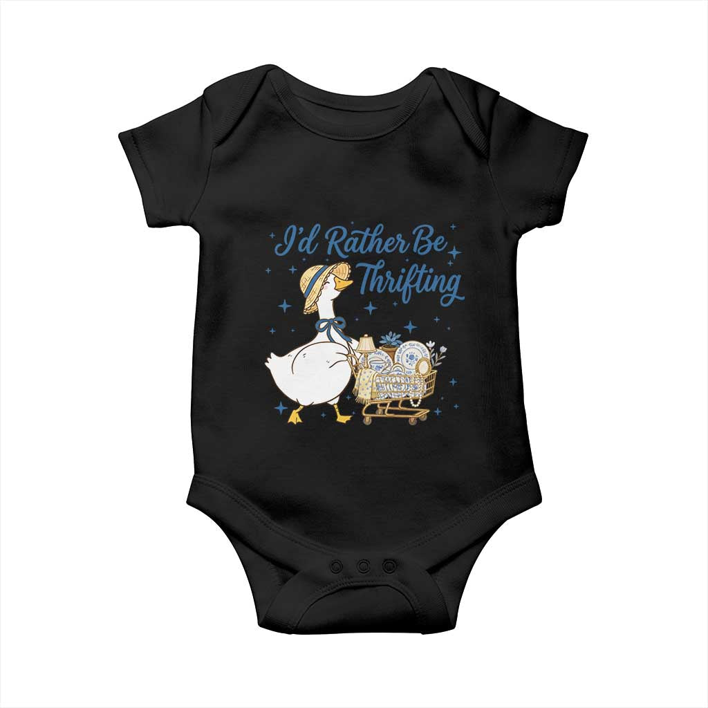 Silly Goose I Would Rather Be Thrifting Baby Onesie Funny Shopping Goose TS11 Black Print Your Wear