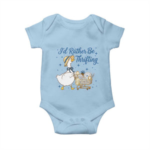 Silly Goose I Would Rather Be Thrifting Baby Onesie Funny Shopping Goose TS11 Light Blue Print Your Wear
