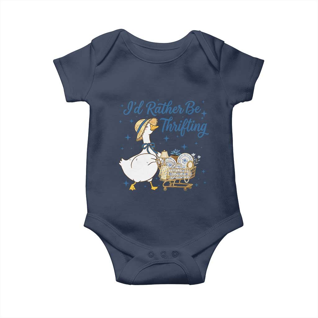 Silly Goose I Would Rather Be Thrifting Baby Onesie Funny Shopping Goose TS11 Navy Print Your Wear