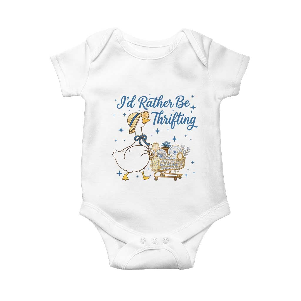 Silly Goose I Would Rather Be Thrifting Baby Onesie Funny Shopping Goose TS11 White Print Your Wear