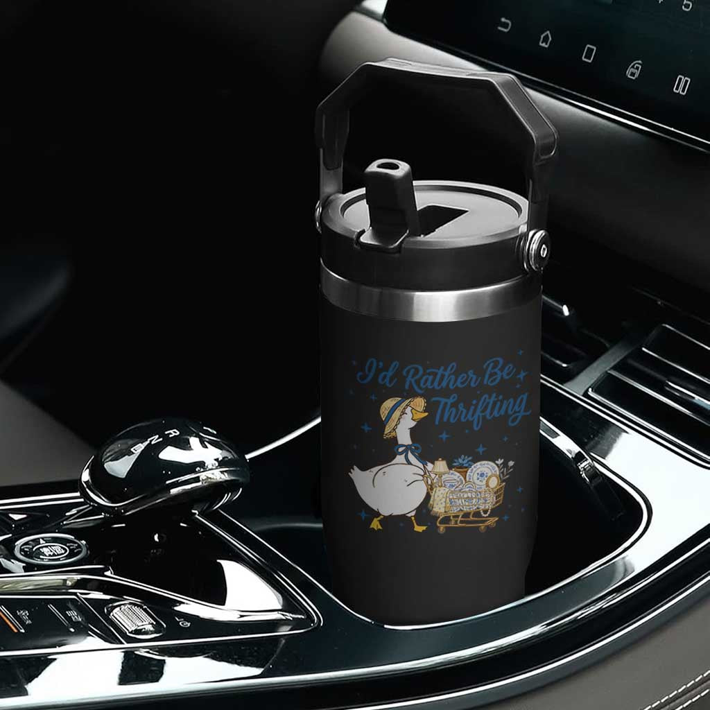 Silly Goose I Would Rather Be Thrifting Flip Straw Tumbler Funny Shopping Goose TS11 Print Your Wear