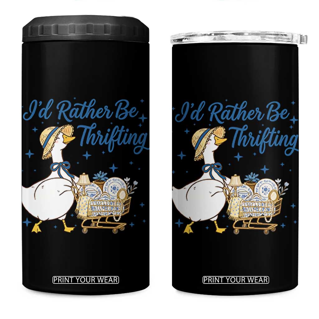 Silly Goose I Would Rather Be Thrifting 4 in 1 Can Cooler Tumbler Funny Shopping Goose TS11 One Size: 16 oz Black Print Your Wear
