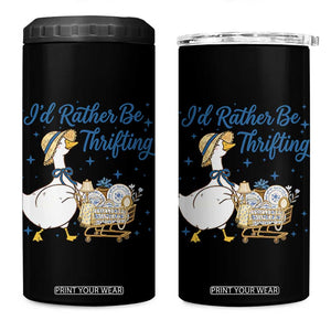 Silly Goose I Would Rather Be Thrifting 4 in 1 Can Cooler Tumbler Funny Shopping Goose TS11 One Size: 16 oz Black Print Your Wear