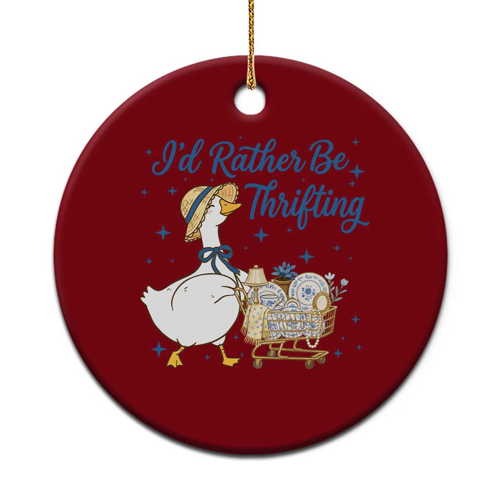 Silly Goose I Would Rather Be Thrifting Ceramic Ornament Funny Shopping Goose TS11 1pc Red Print Your Wear