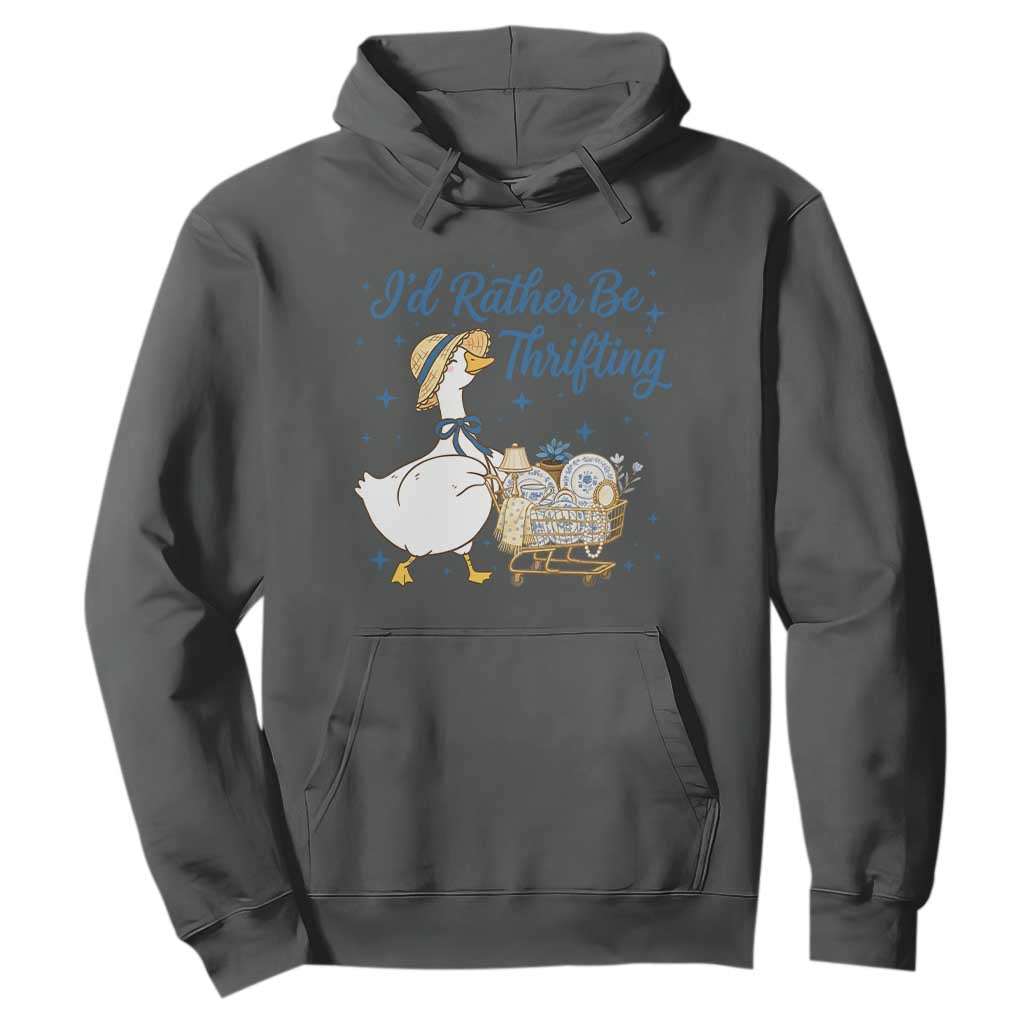 Silly Goose I Would Rather Be Thrifting Hoodie Funny Shopping Goose TS11 Dark Heather Print Your Wear