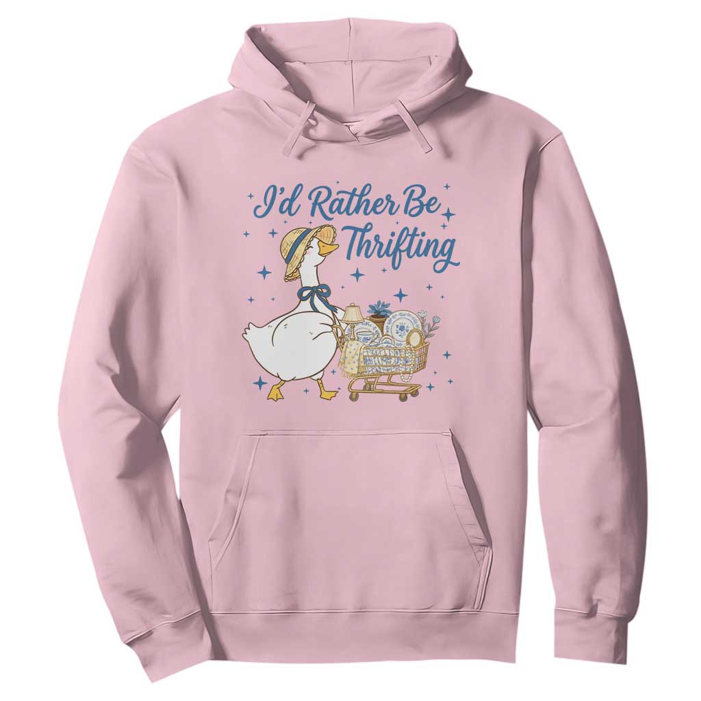 Silly Goose I Would Rather Be Thrifting Hoodie Funny Shopping Goose TS11 Light Pink Print Your Wear