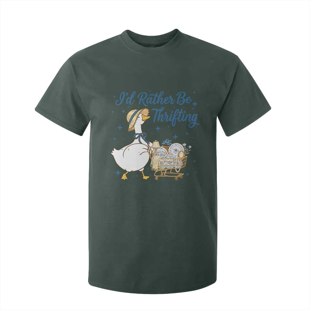 Silly Goose I Would Rather Be Thrifting T Shirt For Kid Funny Shopping Goose TS11 Dark Forest Green Print Your Wear
