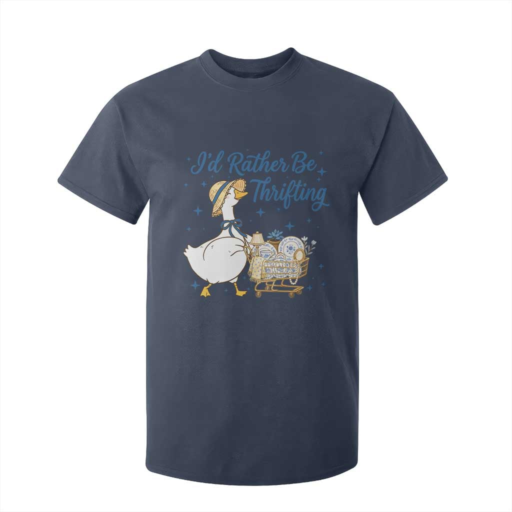 Silly Goose I Would Rather Be Thrifting T Shirt For Kid Funny Shopping Goose TS11 Navy Print Your Wear
