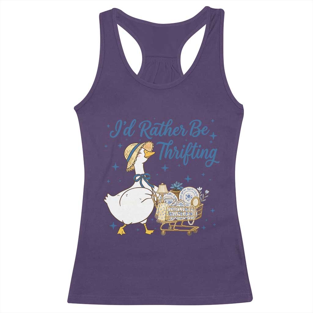 Silly Goose I Would Rather Be Thrifting Racerback Tank Top Funny Shopping Goose TS11 Purple Print Your Wear