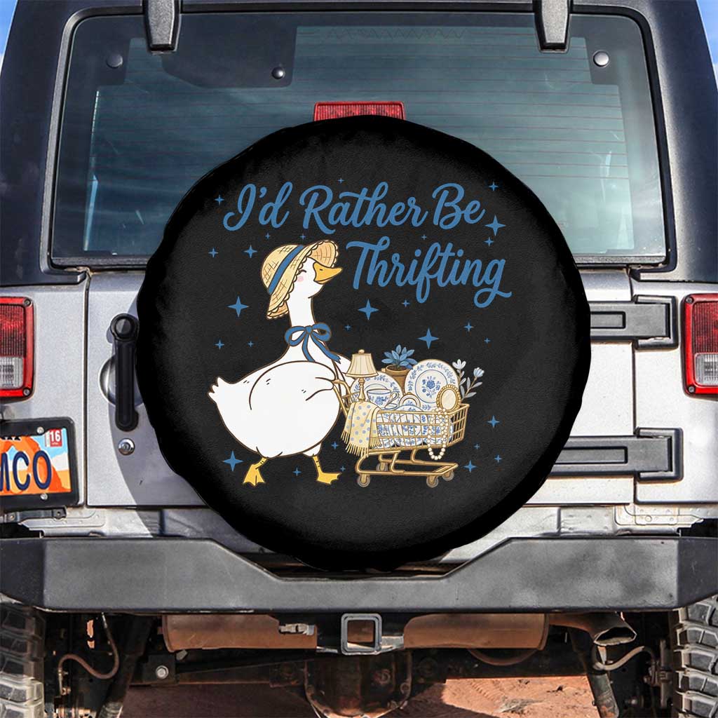 Silly Goose I Would Rather Be Thrifting Spare Tire Cover Funny Shopping Goose TS11 No hole Black Print Your Wear