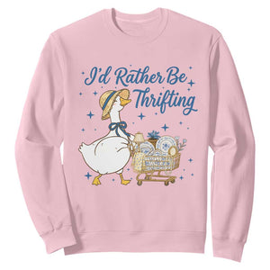 Silly Goose I Would Rather Be Thrifting Sweatshirt Funny Shopping Goose TS11 Light Pink Print Your Wear