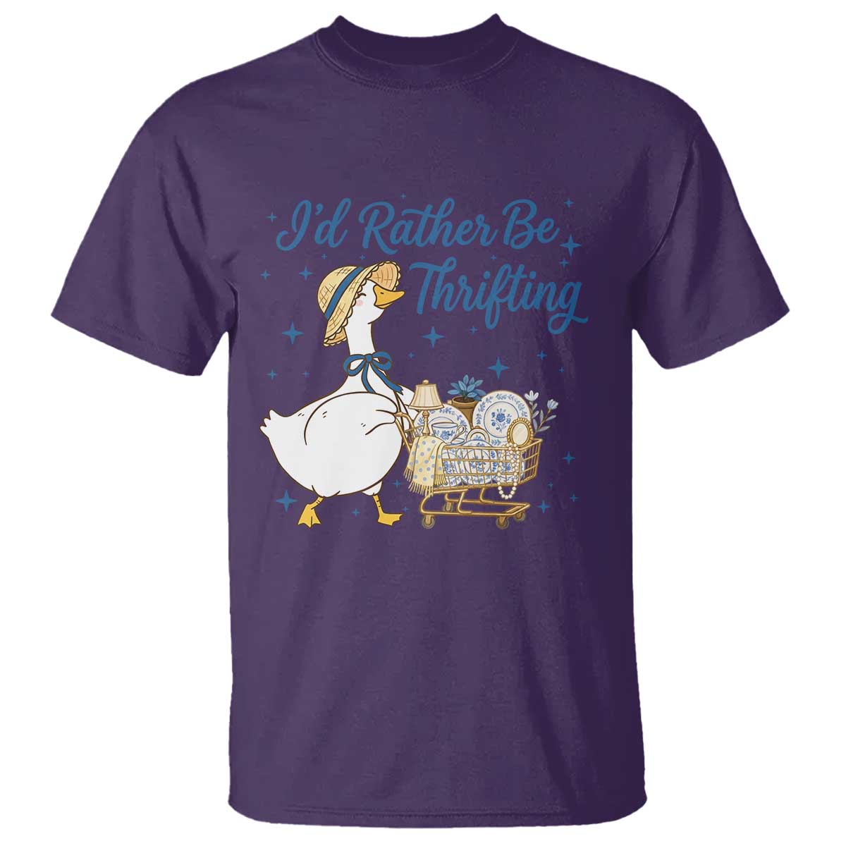 Silly Goose I Would Rather Be Thrifting T Shirt Funny Shopping Goose TS11 Purple Print Your Wear