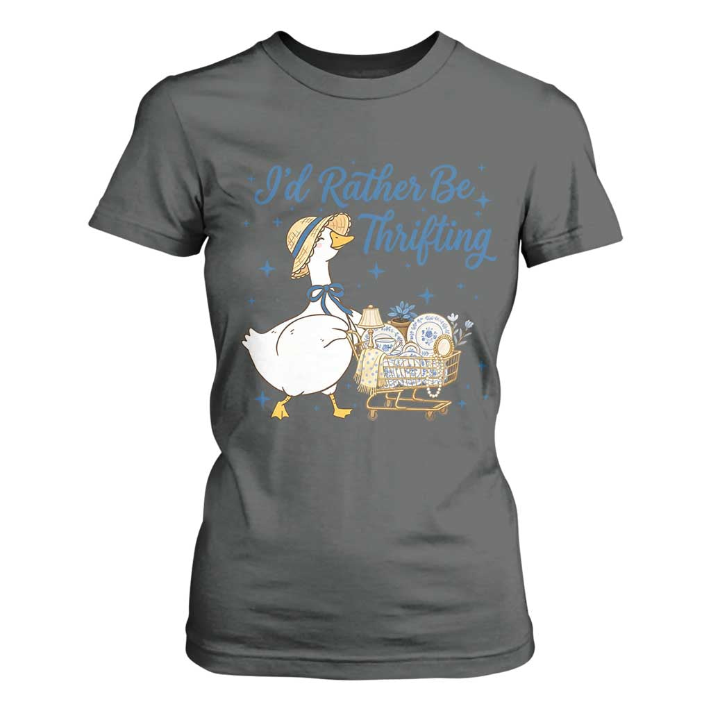 Silly Goose I Would Rather Be Thrifting T Shirt For Women Funny Shopping Goose TS11 Dark Heather Print Your Wear