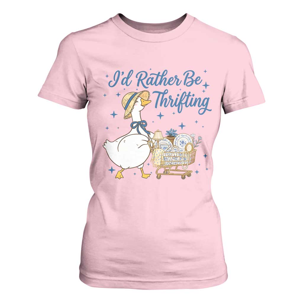 Silly Goose I Would Rather Be Thrifting T Shirt For Women Funny Shopping Goose TS11 Light Pink Print Your Wear