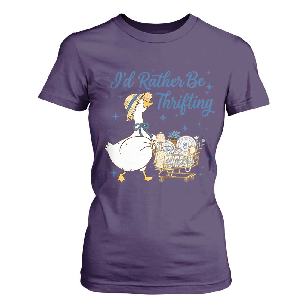 Silly Goose I Would Rather Be Thrifting T Shirt For Women Funny Shopping Goose TS11 Purple Print Your Wear