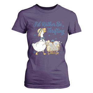 Silly Goose I Would Rather Be Thrifting T Shirt For Women Funny Shopping Goose TS11 Purple Print Your Wear