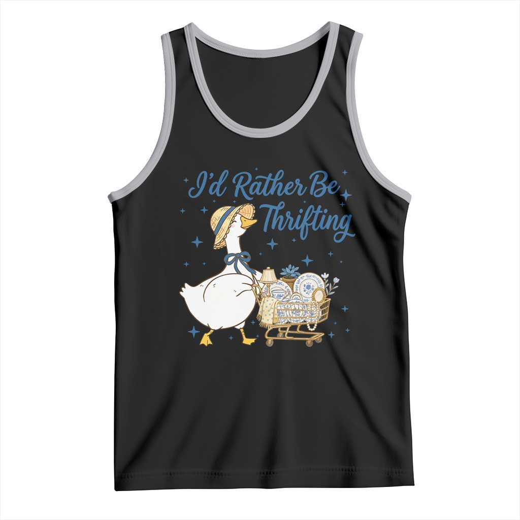 Silly Goose I Would Rather Be Thrifting Tank Top Funny Shopping Goose TS11 Black Athletic Heather Print Your Wear