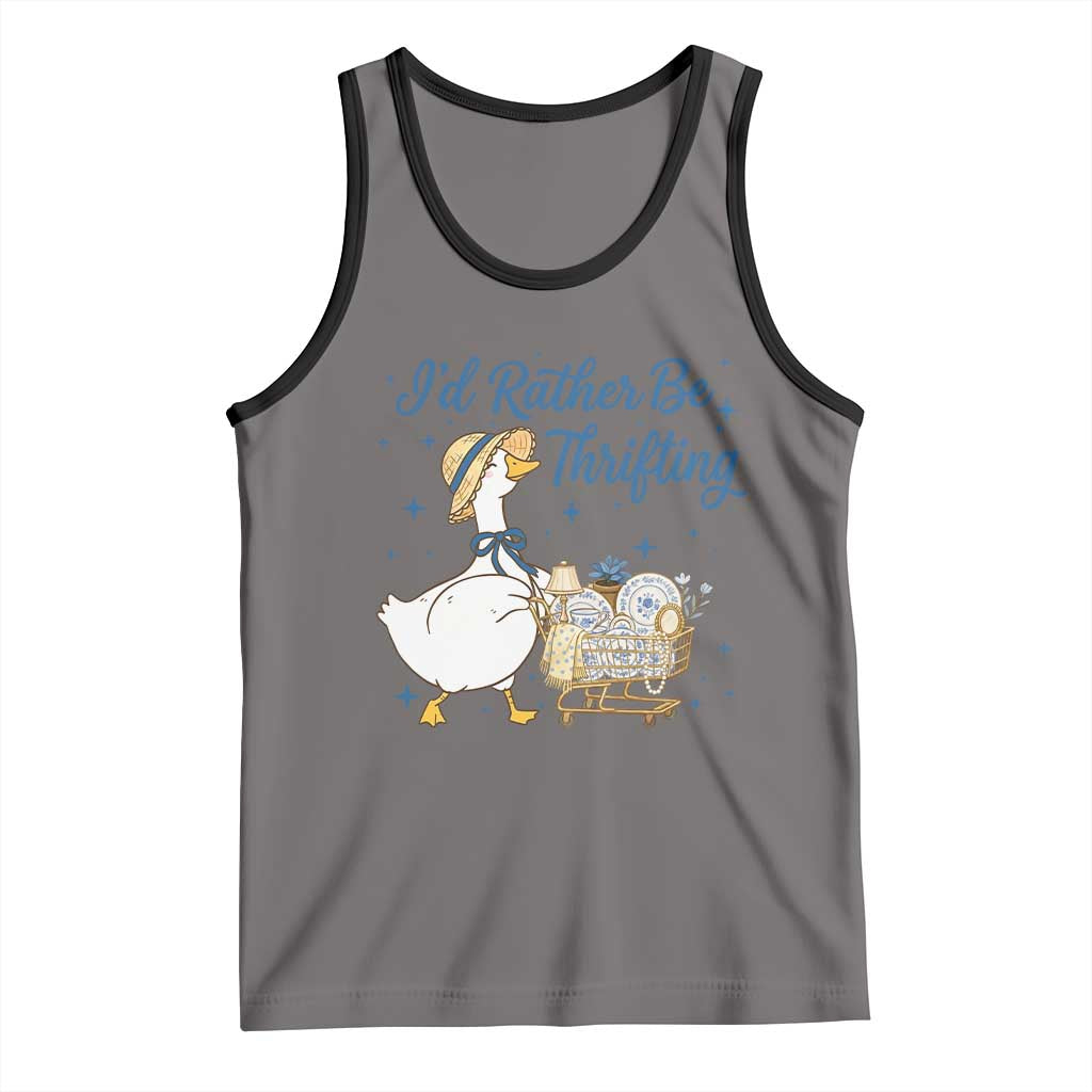 Silly Goose I Would Rather Be Thrifting Tank Top Funny Shopping Goose TS11 Deep Heather Black Print Your Wear