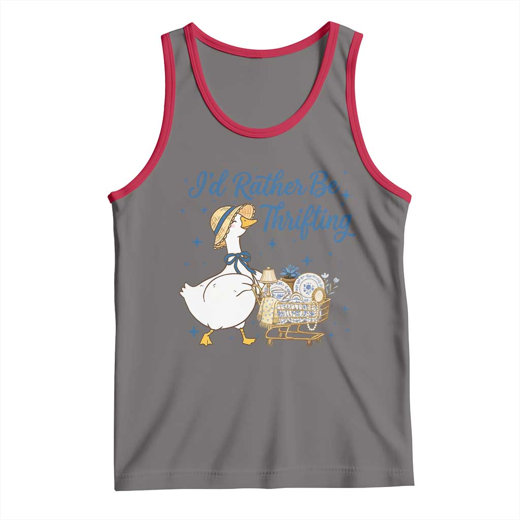 Silly Goose I Would Rather Be Thrifting Tank Top Funny Shopping Goose TS11 Deep Heather Red Print Your Wear