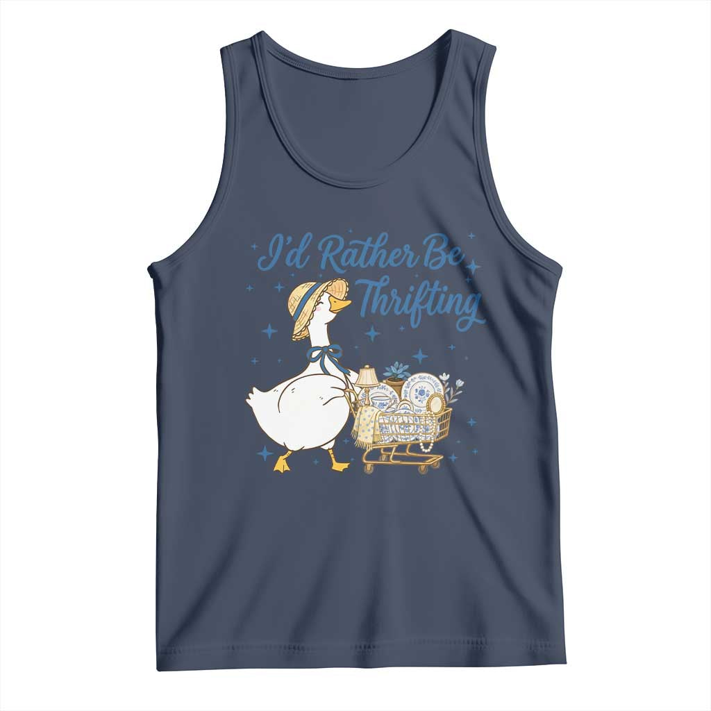 Silly Goose I Would Rather Be Thrifting Tank Top Funny Shopping Goose TS11 Navy Print Your Wear