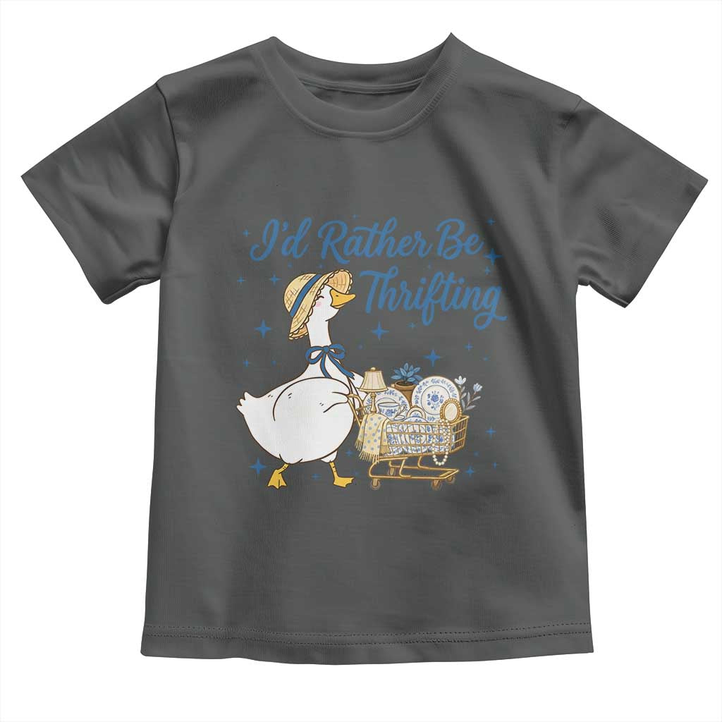Silly Goose I Would Rather Be Thrifting Toddler T Shirt Funny Shopping Goose TS11 Dark Heather Print Your Wear