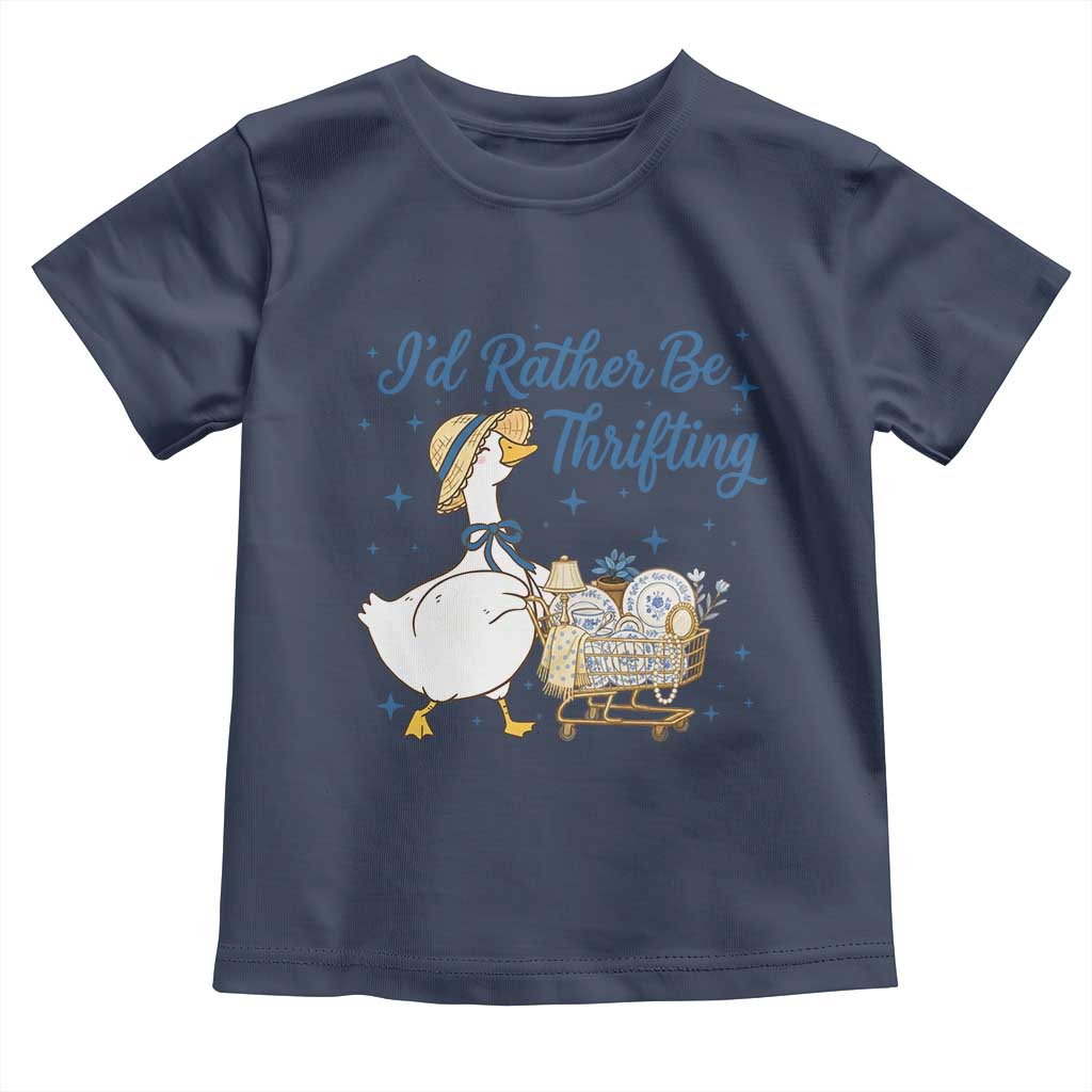 Silly Goose I Would Rather Be Thrifting Toddler T Shirt Funny Shopping Goose TS11 Navy Print Your Wear