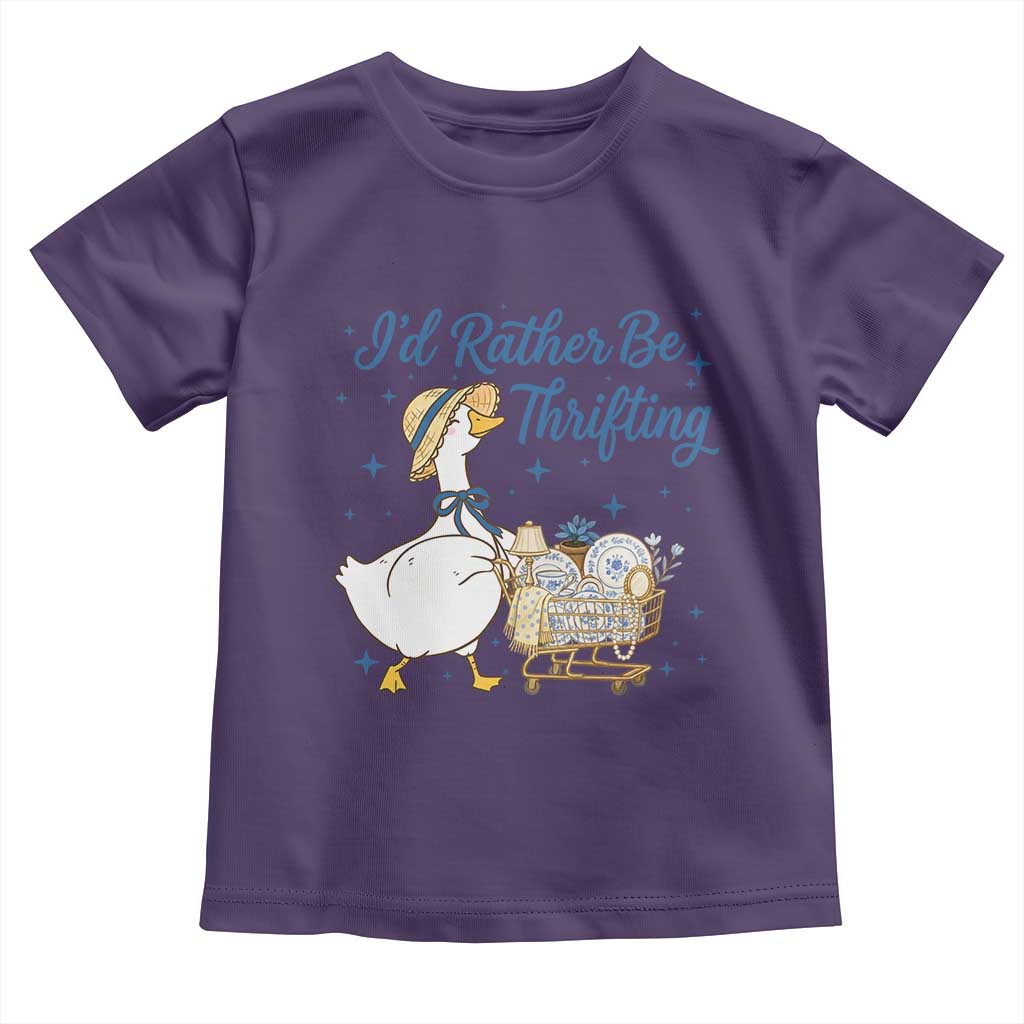 Silly Goose I Would Rather Be Thrifting Toddler T Shirt Funny Shopping Goose TS11 Purple Print Your Wear