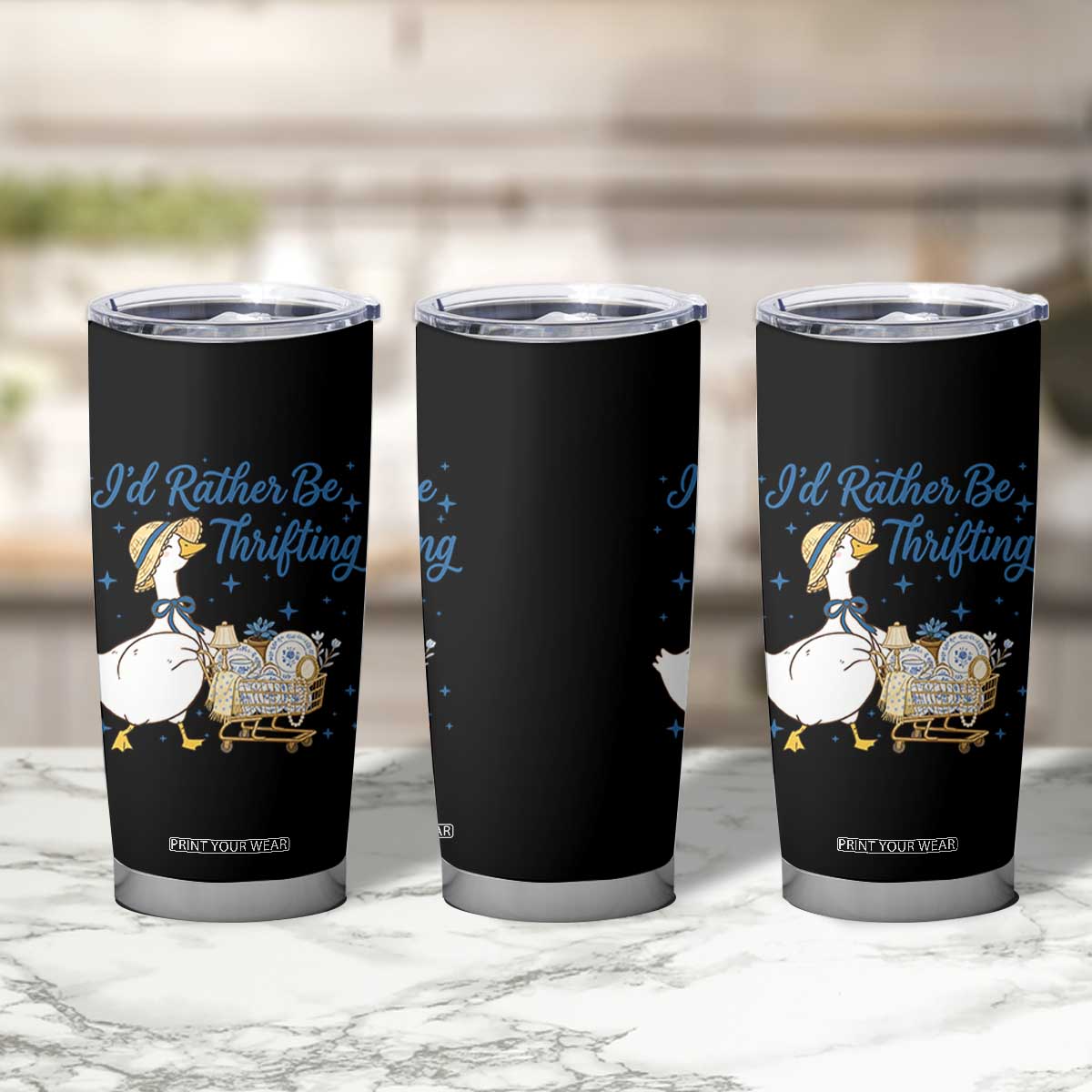 Silly Goose I Would Rather Be Thrifting Tumbler Cup Funny Shopping Goose TS11 Print Your Wear