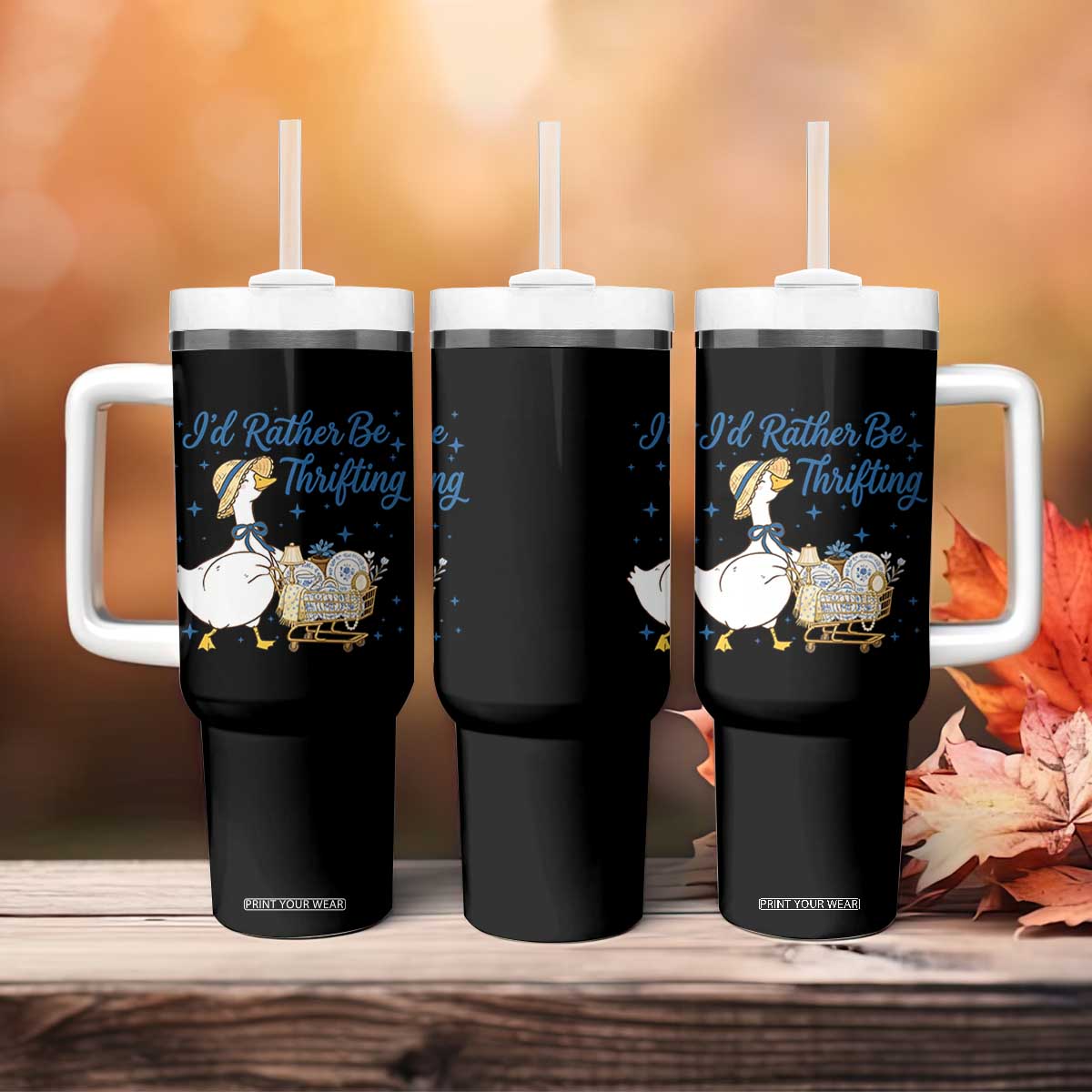 Silly Goose I Would Rather Be Thrifting Tumbler With Handle Funny Shopping Goose TS11 Print Your Wear