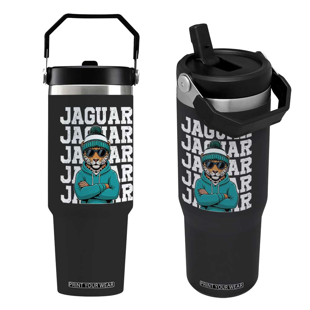 Jaguar Lover Flip Straw Tumbler JJF Football Fan Game Day TS11 One Size: 30 oz Black Print Your Wear