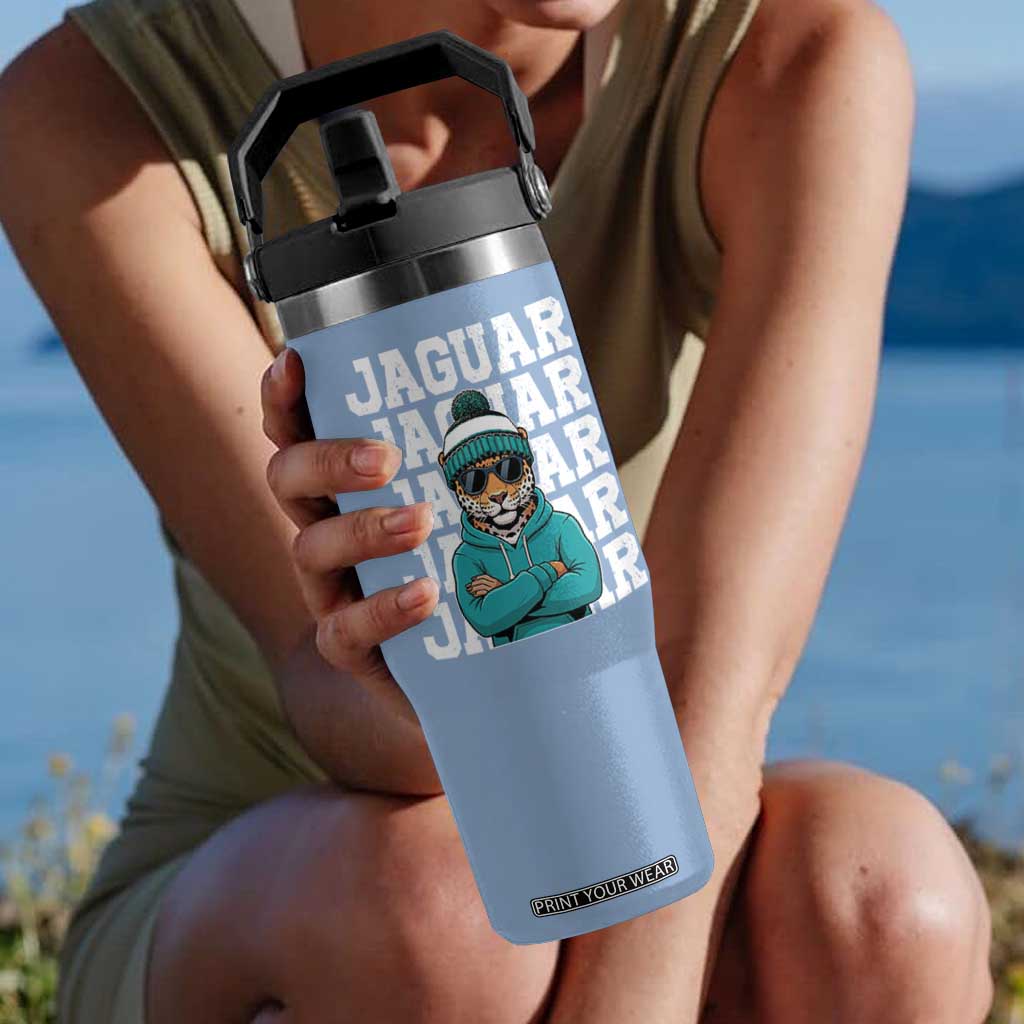 Jaguar Lover Flip Straw Tumbler JJF Football Fan Game Day TS11 One Size: 30 oz Light Blue Print Your Wear