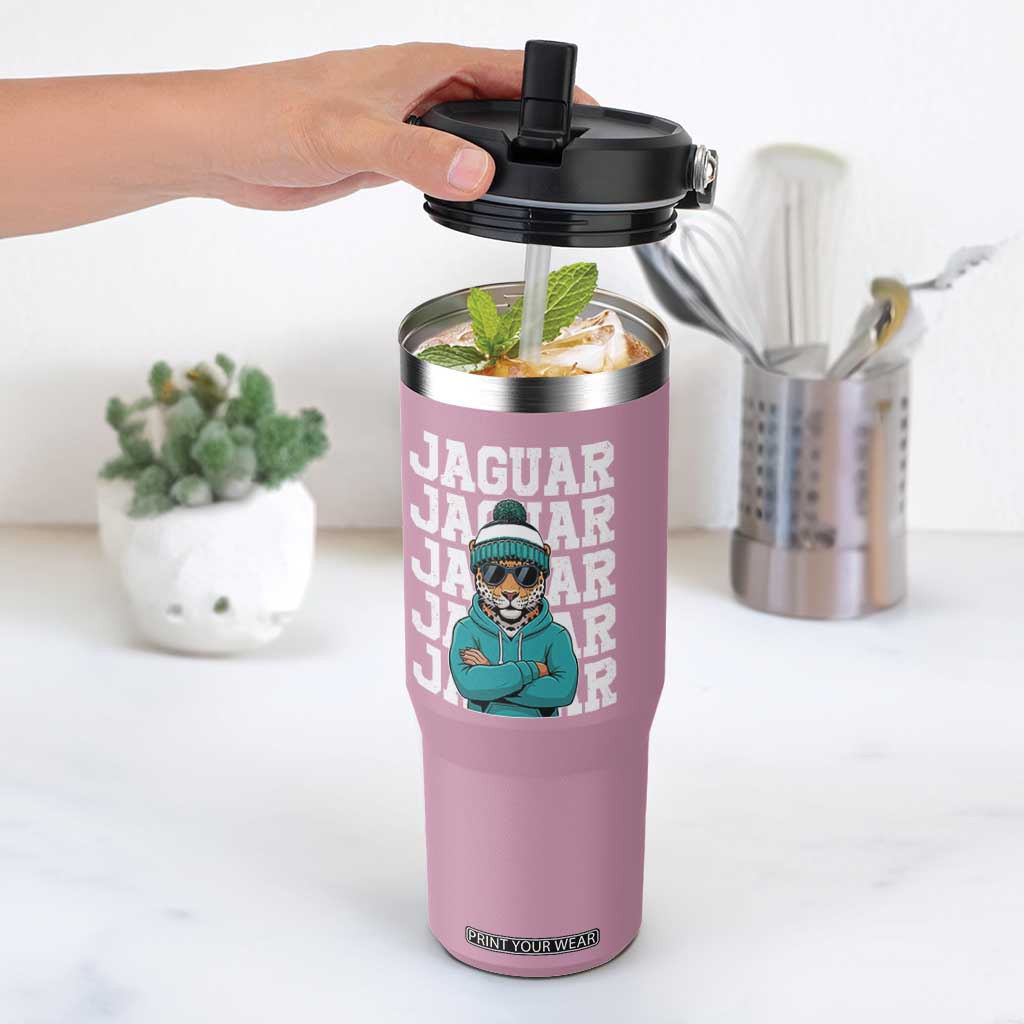 Jaguar Lover Flip Straw Tumbler JJF Football Fan Game Day TS11 One Size: 30 oz Light Pink Print Your Wear