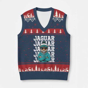 Jaguar Lover V-Neck Knit Sweater Vest JJF Football Fan Game Day TS11 Navy Red Print Your Wear