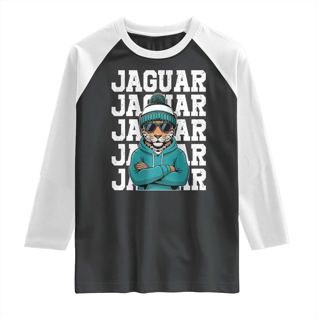 Jaguar Lover Raglan Shirt JJF Football Fan Game Day TS11 Black White Print Your Wear