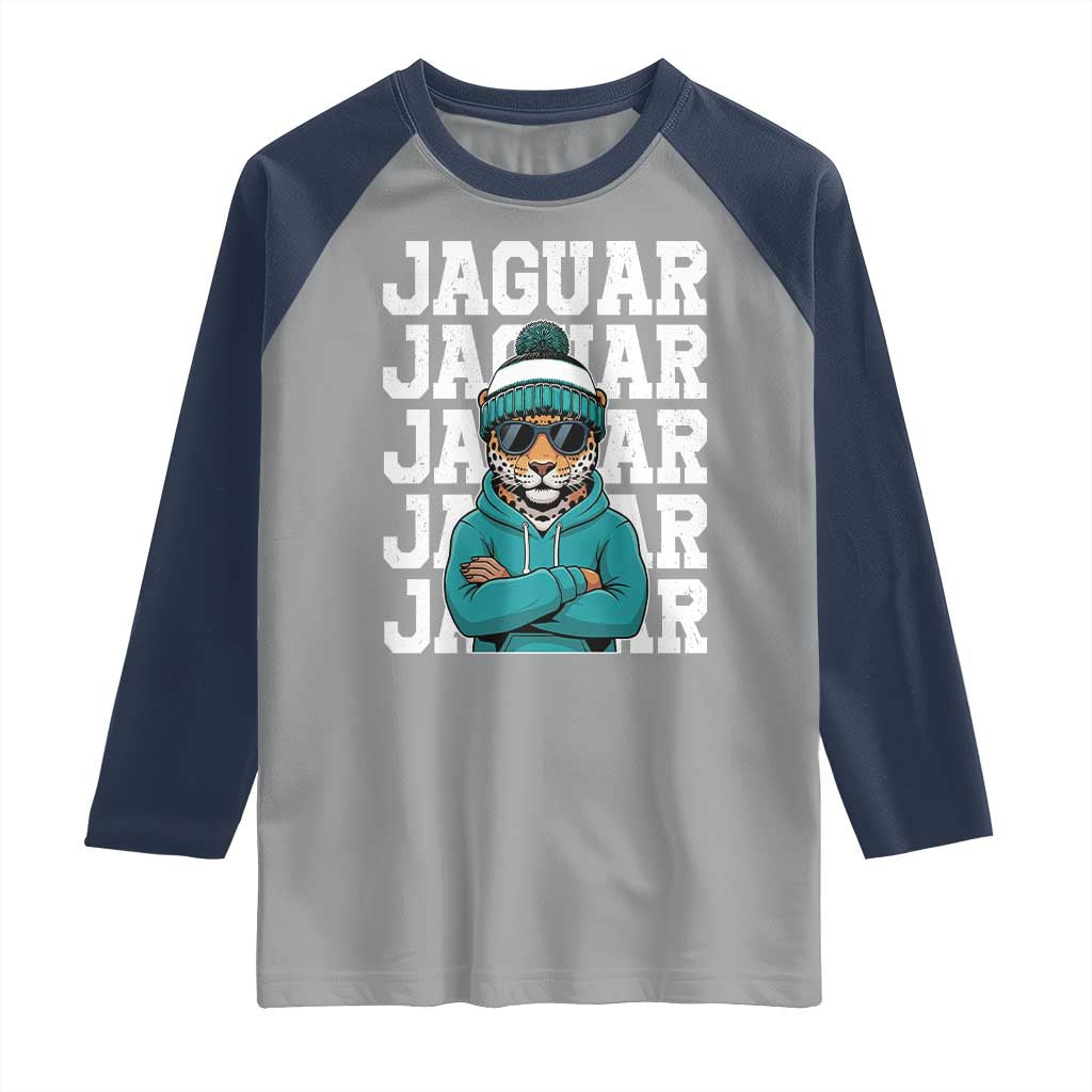 Jaguar Lover Raglan Shirt JJF Football Fan Game Day TS11 Sport Gray Navy Print Your Wear