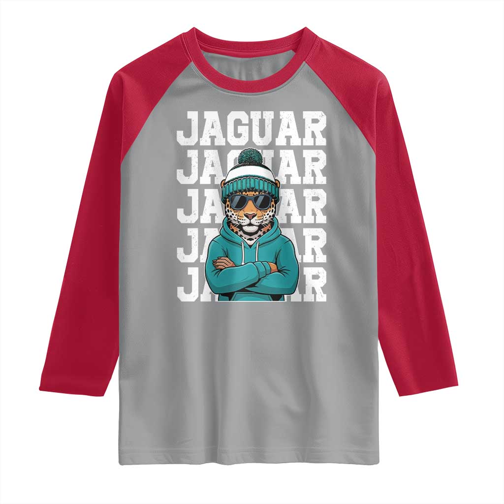 Jaguar Lover Raglan Shirt JJF Football Fan Game Day TS11 Sport Gray Red Print Your Wear
