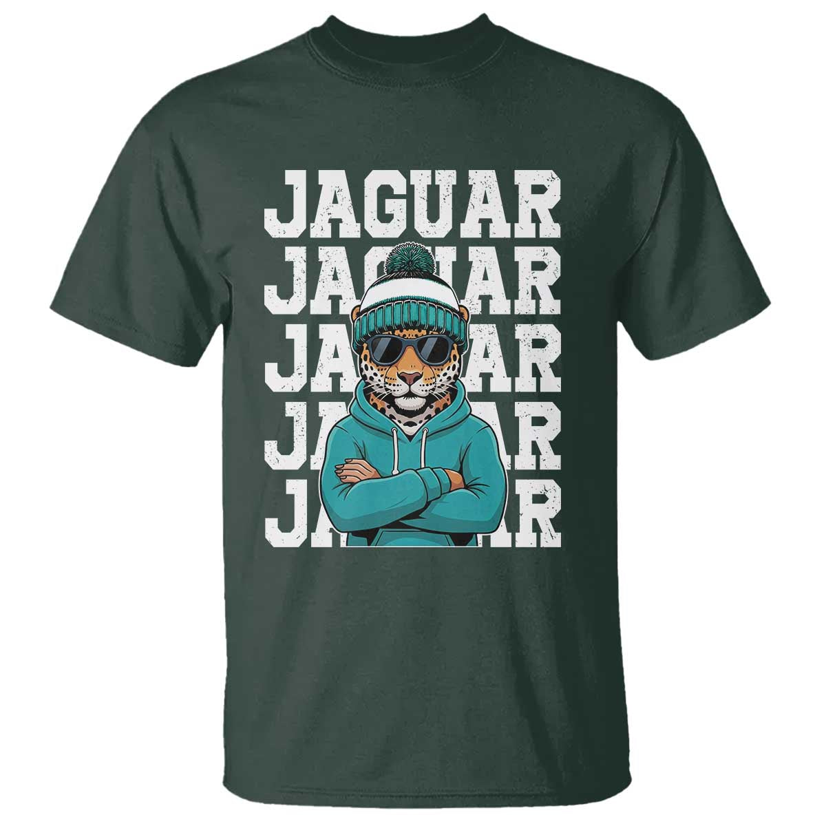 Jaguar Lover T Shirt JJF Football Fan Game Day TS11 Dark Forest Green Print Your Wear