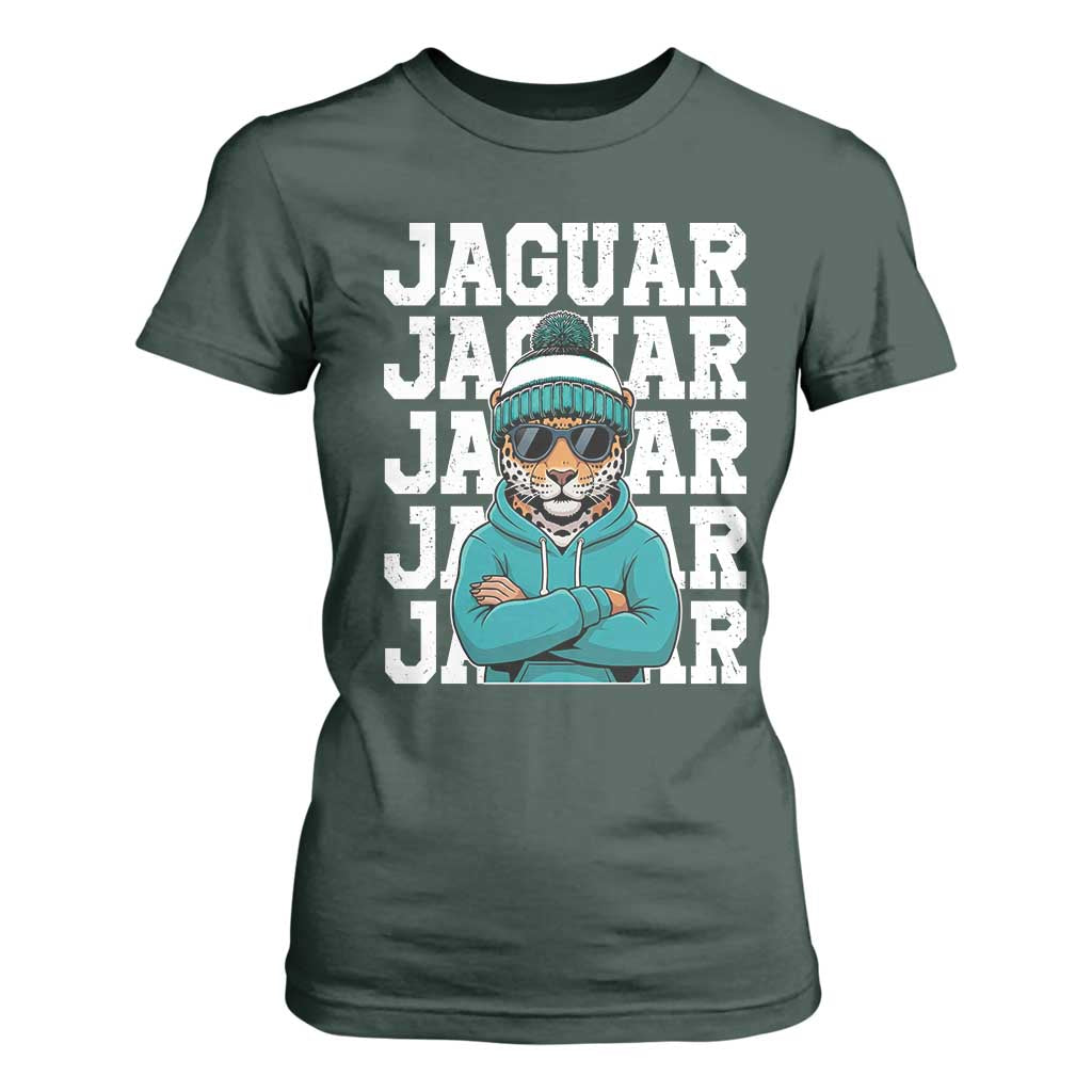 Jaguar Lover T Shirt For Women JJF Football Fan Game Day TS11 Dark Forest Green Print Your Wear